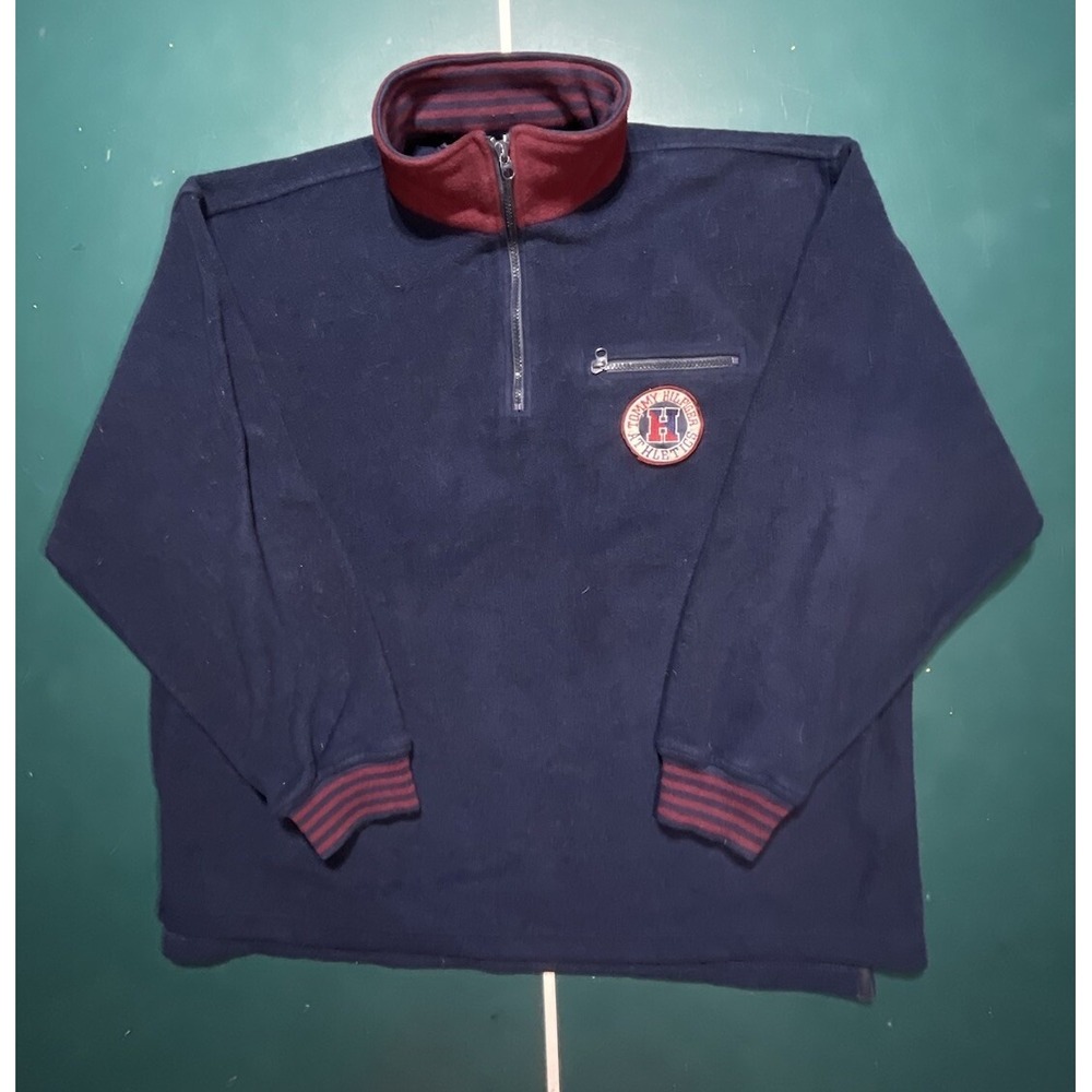 Vintage 90s Tommy‎ Hilfiger Athletics fleece quarter zip pullover Size Men's L